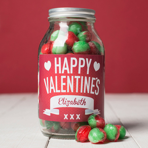 Personalised Jar Of Rosy Apple Sweets - Happy Valentine