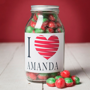 Personalised Jar Of Rosy Apple Sweets - I Heart