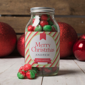 Personalised Jar Of Rosy Apple Sweets - Merry Christmas