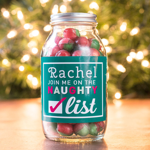 Personalised Jar Of Rosy Apple Sweets - Naughty List
