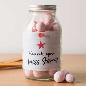Personalised Jar of Strawberry Bon Bons - Thank You Teacher