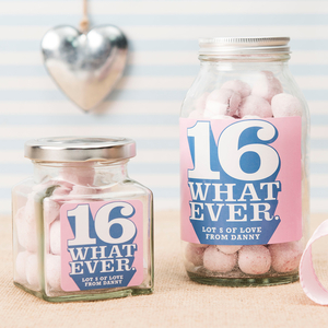Personalised Jar Of Strawberry Bonbons - 16 What Ever
