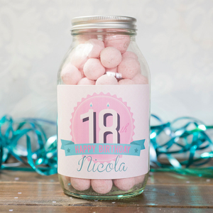 Personalised Jar Of Strawberry Bonbons - 18th Birthday