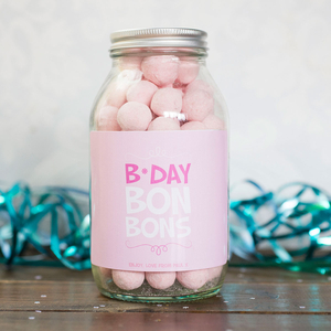 Personalised Jar Of Strawberry Bonbons - B*Day Bonbons