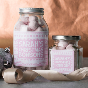 Personalised Jar Of Strawberry Bonbons - Christmas Bonbons
