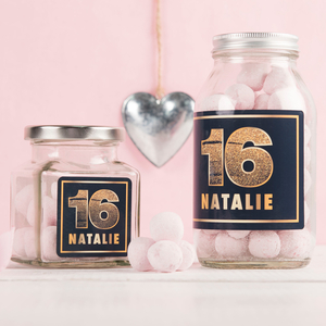Personalised Jar Of Strawberry Bonbons - Gold Glitter 16