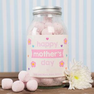 Personalised Jar Of Strawberry Bonbons - Happy Mother
