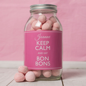 Personalised Jar Of Strawberry Bonbons - Keep Calm