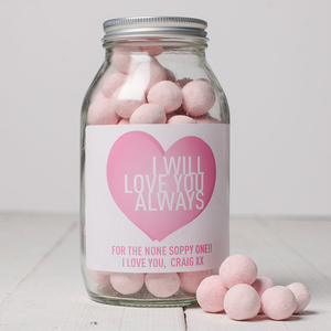 Personalised Jar Of Strawberry Bonbons - Love You Always