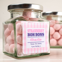 Personalised Jar Of Strawberry Bonbons - Pink Plaid