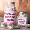 Personalised Jar Of Strawberry Bonbons - Reindeer Noses