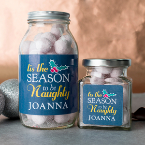 Personalised Jar Of Strawberry Bonbons - Season To Be Naughty