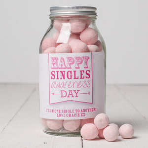 Personalised Jar Of Strawberry Bonbons - Singles Awareness Day