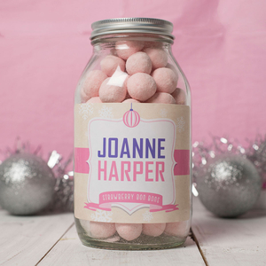 Personalised Jar Of Strawberry Bonbons - Snowflakes