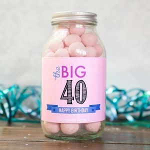 Personalised Jar Of Strawberry Bonbons - The Big 40