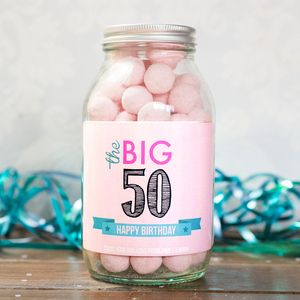 Personalised Jar Of Strawberry Bonbons - The Big 50
