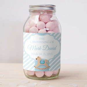Personalised Jar Of Strawberry Bonbons - The Christening Of...