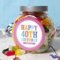 Personalised Jelly Beans Jar - Happy 40th