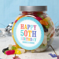 Personalised Jelly Beans Jar - Happy 50th