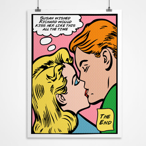 Personalised Kiss Comic Style Print