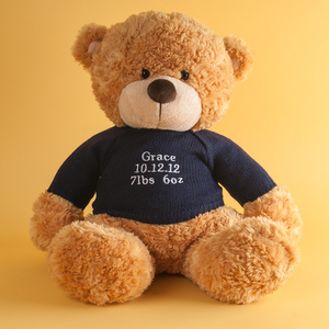 Personalised Large Bonnie Bear With Navy Jumper