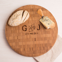 Personalised Large Round Bamboo Chopping Board - Couple