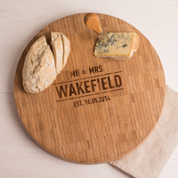 Personalised Large Round Bamboo Chopping Board - Mr & Mrs