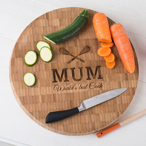 Personalised Large Round Bamboo Chopping Board - Mum