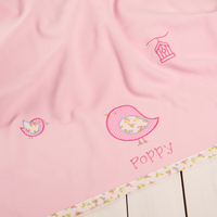 Personalised Little Bird Fleece Blanket - Pink