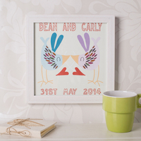 Personalised Love Birds Kiss Print