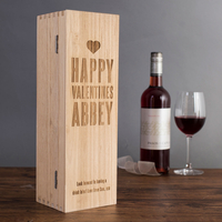 Personalised Luxury Wooden Wine Box - Happy Valentine