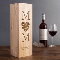 Personalised Luxury Wooden Wine Box - Mum Heart