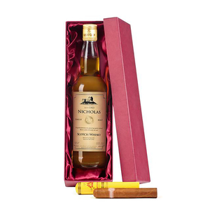 Personalised Malt Whisky & Montecristo Cigar Gift Set