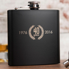 Personalised Matte Black Hip Flask Gift Set - 40 Years