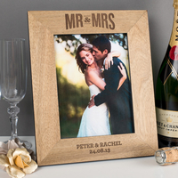 Personalised Mr & Mrs Wooden Photo Frame