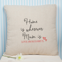 Personalised Natural Cushion - Home is wherever Mum is
