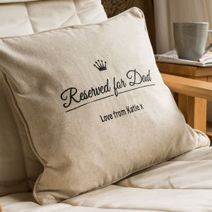 Personalised Natural Cushion - Reserved For Dad