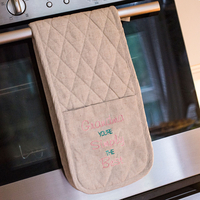 Personalised Natural Double Oven Gloves - Simply The Best
