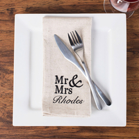 Personalised Natural Set Of 4 Napkins - Mr & Mrs