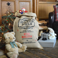 Personalised North Pole Mail Hessian Santa Sack