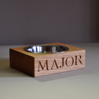 Personalised Oak Single Dog Bowl