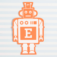 Personalised Orange Room Sign - Robot
