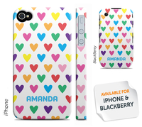 Personalised Phone Cover - Coloured Hearts