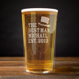 Personalised Pint Glass - Best Man Name & Date