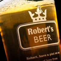 Personalised Pint Glass - Crown Badge