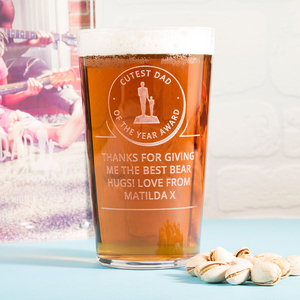 Personalised Pint Glass - Cutest Dad Of The Year