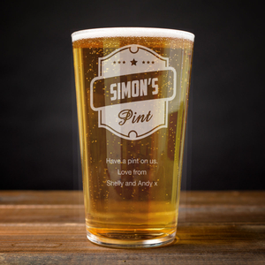 Personalised Pint Glass - Star Badge