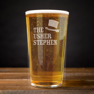 Personalised Pint Glass - Usher Top Hat
