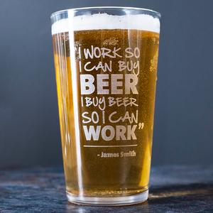 Personalised Pint Glass - Work