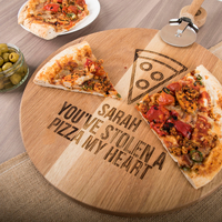 Personalised Pizza Board With Cutter - Pizza My Heart